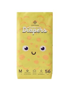 Подгузники Premium baby Diapers размер M вес 6 11 кг 56 Supergreen