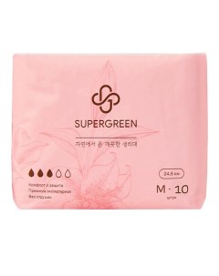 Прокладки женские ультратонкие размер М длина 24 5 см 10 Supergreen