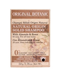 Шампунь для волос твердый натуральный Миндаль и Роза Natural Origin Solid Shampoo With Almonds Roses Original botanic