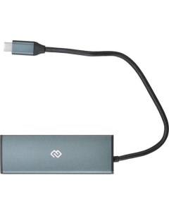 USB хаб USB C HUB 2U3 0СAU UC G серый Digma