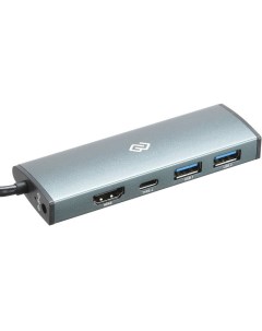 Кабель адаптер разветвитель USB C HUB 2U3 0СH UC G серый Digma