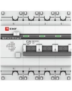 Выключатель нагрузки Дифференциальный автомат PROxima АД 32 3P N 40А 30мА DA32 40 30 4P pro Ekf