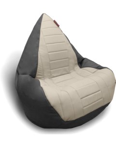 Бескаркасное кресло Капля экокожа декоративная отделка серый белый Byroom