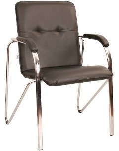 Офисное кресло Самба хром темно коричневый кожзам Белс