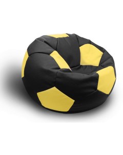 Бескаркасное кресло Мяч экокожа черный желтый Loftyhome