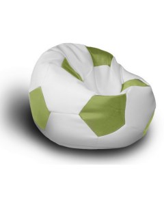 Бескаркасное кресло Мяч экокожа белый зеленый Loftyhome
