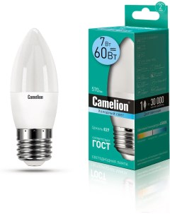 Светодиодная лампочка LED7 C35 845 E27 12078 Camelion