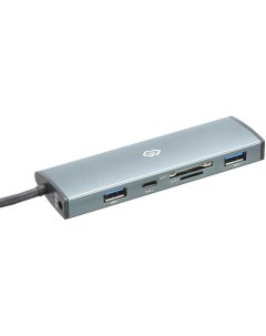 Кабель адаптер разветвитель USB C HUB 2U3 0СCR UC G серый Digma