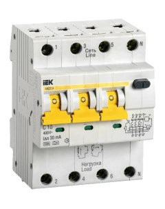 Автоматический выключатель дифференциального тока АВДТ34 C10 30мА Iek
