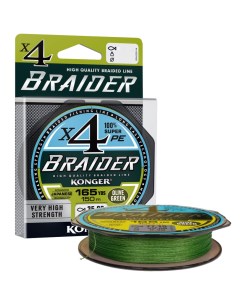 Шнур плетеный рыболовный BRAIDER X4 OLIVE GREEN 150 м 0 30 мм Konger