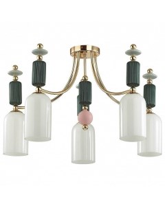 Светильник подвесной EXCLUSIVE CANDY 4861/5C золото/разноцветн./керамика/стекло (5*40Вт, E14) Odeon light