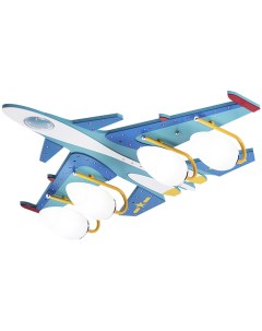 Светильник подвесной Kinklight Бомбардировщик 074504 диммируемый с пультом ДУ голубой (4*40Вт, E14 + 70*0.05Вт, LED) Kink light