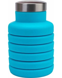 Бутылка для воды силиконовая складная с крышкой 500мл голубая TK 0270 Bradex