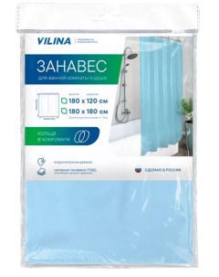 Штора для ванной комнаты 180х180 см полиэтилен голубой арт 6671 blue Вилина