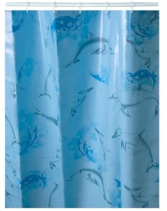 Штора для ванной комнаты 180х180 см полиэтилен Дельфины голубые арт 6984 008 blue Вилина