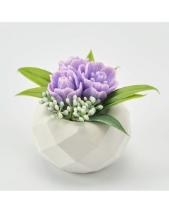 Мыло ручной работы Мини букет в кашпо с фиолетовыми тюльпанами 200 Skuina