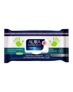 Влажные салфетки очищающие с антибактериальным эффектом с ромашкой 72 Aura
