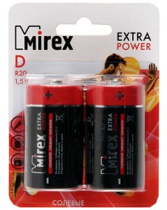 Батарейка солевая R20 D 1 5V в блистере 2 шт Mirex