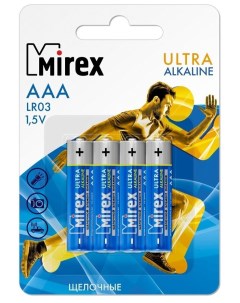 Батарейка AAA LR03 Алкалайн 4 шт в блистере Mirex