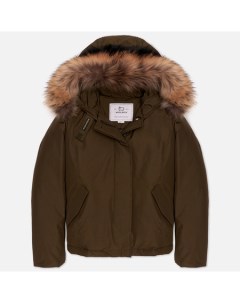 Женская куртка парка Arctic Raccoon Short цвет зелёный размер S Woolrich
