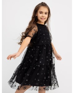 Нарядное многослойное платье из сетки черного цвета со звездочками для девочек Mark formelle