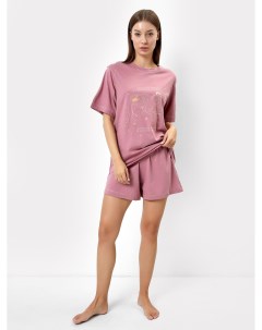 Комплект женский джемпер шорты в пепельно розовом цвете со звездами Mark formelle