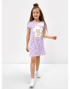 Хлопковая ночная сорочка для девочек в лиловом цвете в горошек с принтом Mark formelle