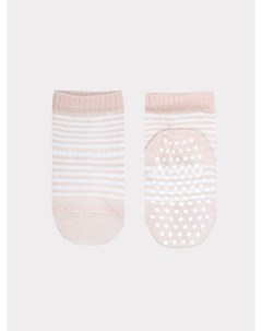 Детские носки зефирного цвета в полоску с силиконовым покрытием на стопе Mark formelle