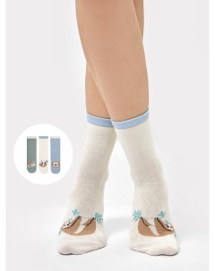 Набор женских высоких носков 3 пары в разных цветах с рисунком Mark formelle
