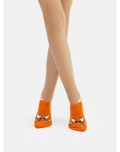Носки детские короткие оранжевые с рисунком мордочки и 3 д элементом Mark formelle