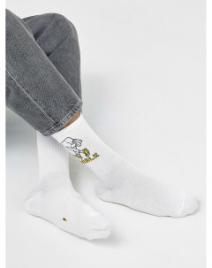 Высокие мужские носки белого цвета с надписью Walk Mark formelle