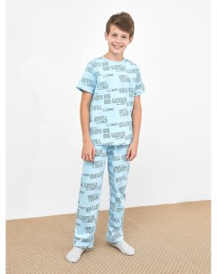 Хлопковый пижамный комплект для мальчиков футболка и брюки голубого цвета с текстом Mark formelle