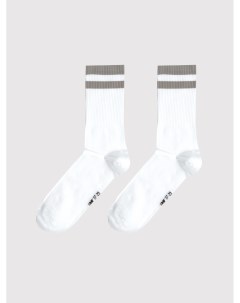 Высокие носки унисекс белого цвета с полоской Mark formelle