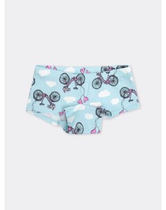 Трусики шорты голубого цвета с изображением велосипедов для девочек Mark formelle