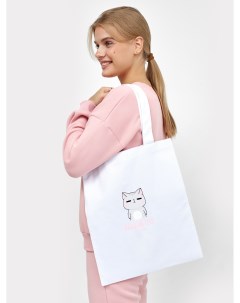 Белая сумка шопер с принтом котик в стиле аниме Mark formelle