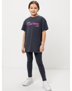 Комплект для девочек футболка легинсы в сером цвете с печатью Mark formelle