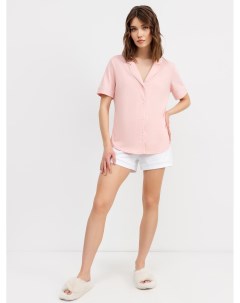 Хлопковый комплект розовая рубашка и белые шорты мини Mark formelle