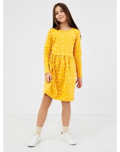 Хлопковое платье в расцветке сердечки на желтом для девочек Mark formelle