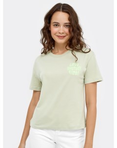 Укороченная хлопковая футболка в пыльно зеленом цвете Mark formelle