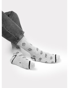 Высокие мужские носки в оттенке светло серый меланж с игральными костями Mark formelle