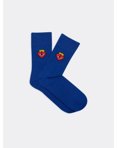 Высокие носки мужские в синем цвете с сердцами Mark formelle