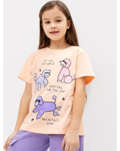 Хлопковая футболка для девочки в светло оранжевом цвете с принтом Mark formelle