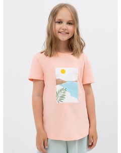 Хлопковая футболка в персиковом цвете с большим принтом Mark formelle
