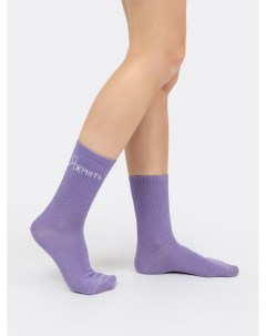 Высокие женские носки в фиолетовом цвете с рисунком Mark formelle