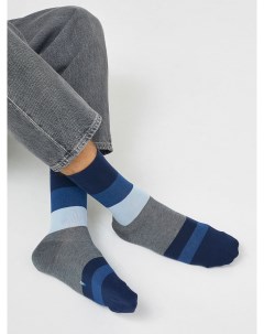 Мужские высокие носки в широкую полоску оттенков синего и серого Mark formelle
