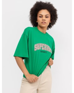 Свободная футболка зеленого цвета с удлиненными рукавами и принтом Mark formelle