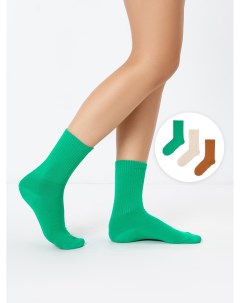 Мультипак 3 пары высоких женских носков в коричнево зеленых оттенках Mark formelle