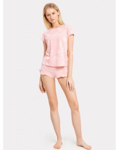 Комплект женский джемпер шорты в розовом цвете с принтом кораллы Mark formelle