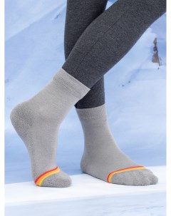 Детские носки термо серого цвета с красной и оранжевой полоской Mark formelle