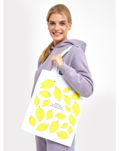 Текстильная сумка шопер белого цвета с яркими лимонами Mark formelle